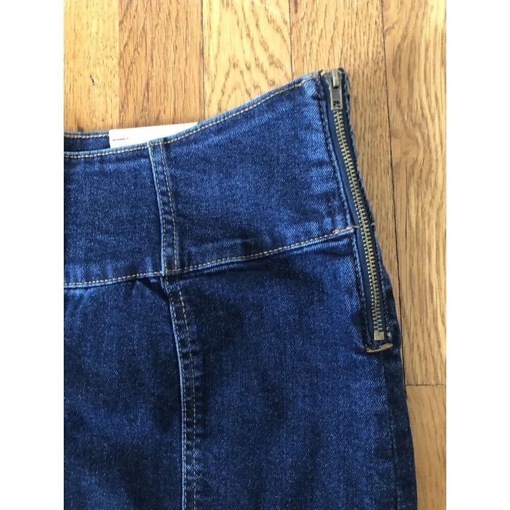 NWT SO Juniors Size 7 Denim High Rise Mini Skirt Front Slit Stretch